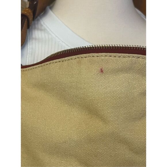 Dooney & Bourke Tan Brown Canvas Bag Leather Trim - Picture 9 of 10